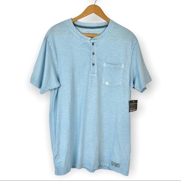 NWT Eddie Bauer Earthwash Slub 100% Cotton Henley Tee - Picture 1 of 8